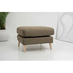 Polsterhocker HOME AFFAIRE "MARSEILLE", braun, B:70cm H:47cm T:70cm, 100% Polyester, Hocker, Massivholzbeine Eiche, Landhausstil, Wellenunterfederung