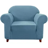 subrtex kariert Sofabezug Sofahusse Sesselbezug Stretchhusse Sofaüberwurf Couchhusse Spannbezug(1 Sitzer,Denimblau)