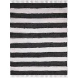 Myflair Teppich »Karim«, rechteckig, Handweb Teppich, gestreift, 90% Baumwolle, handgewebt, mit Fransen, schwarz