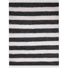 Myflair Teppich »Karim«, rechteckig, Handweb Teppich, gestreift, 90% Baumwolle, handgewebt, mit Fransen, schwarz