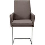 K+W Komfort & Wohnen Armlehnstuhl, Leder CLOUD, stabiles Hochkantrohr, Untergestell in Edelstahloptik oder schwarz, braun