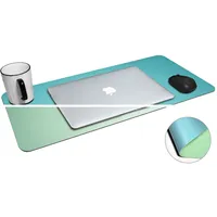 alfoem Multifunktionales Leder-Mauspad, Tisch-Pad, wasserdichte Schreibtischunterlage für Schreibtisch, Leder-Maus-Schreibtischunterlage für Büro und Zuhause (grün + blau, 23.6 * 11.8“)