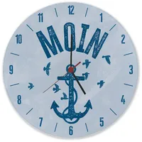 Speecheese Moin Anker Wanduhr aus Glas Uhr mit norddeutschem