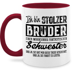 Shirtracer Tasse Stolzer Bruder einer fantastischen Schwester I Schwester Bruder Gesche, Keramik, Bruder rot
