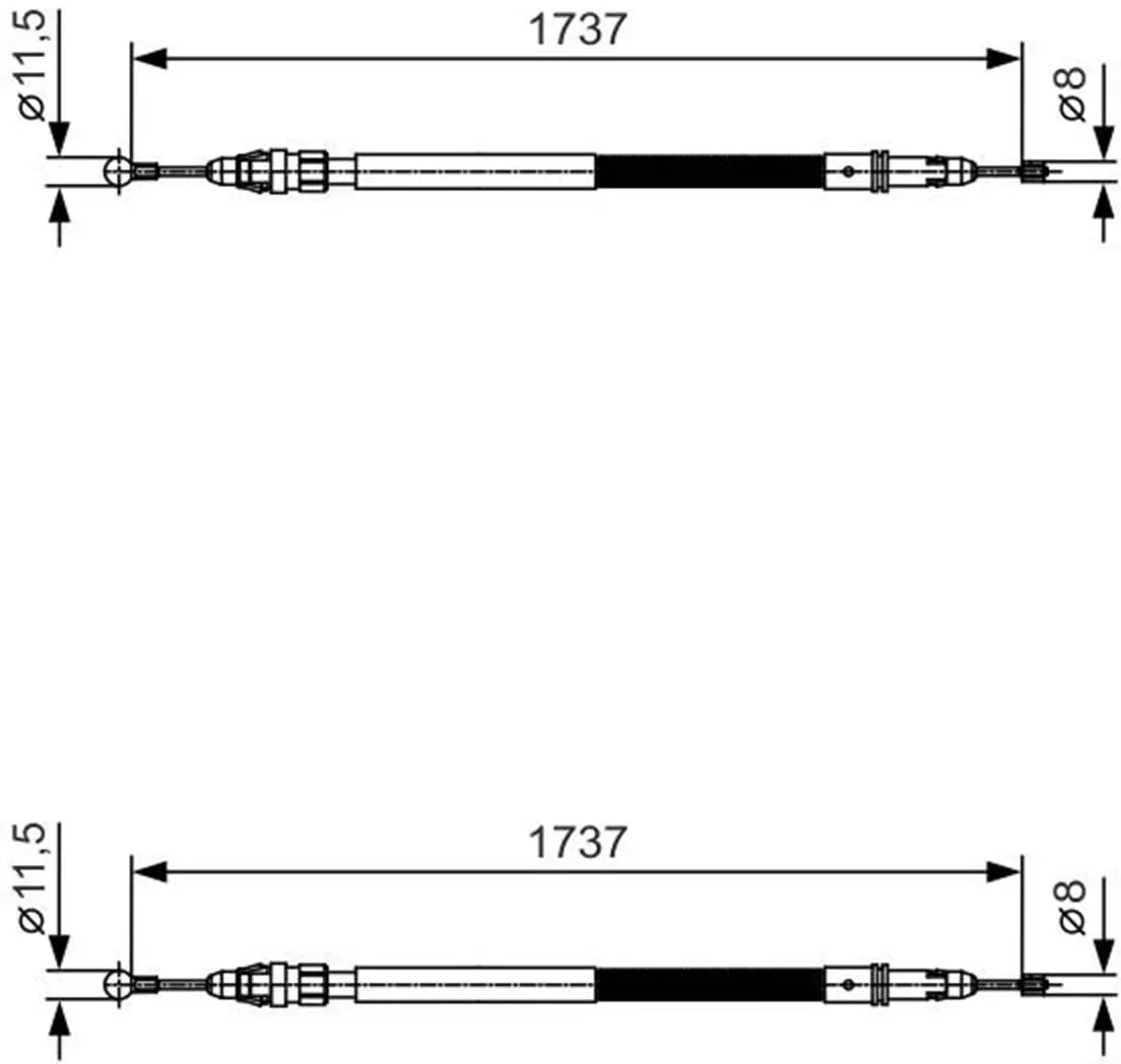 2x Bosch Handbremsseile Passend Für Citroën Jumpy Fiat Scudo Peugeot Expert: Seilzug, Feststellbremse Citroën: 474612 Citroën: 9809533580 Fiat: K14002