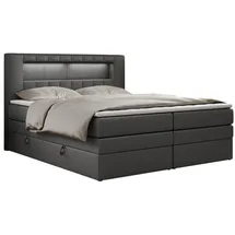 MKS Boxspringbett GOLD-5 KING LED 160/200 Dunkelgrau Kunstleder - H3,