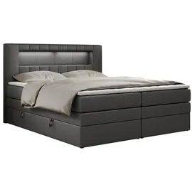 MKS Boxspringbett GOLD-5 KING LED 160/200 Dunkelgrau Kunstleder - H3,