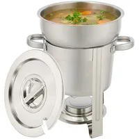 Mqwdxzfes 7L Edelstahl Chafing Dish, Wärmebehälter mit Handgriff & Deckel, Speisewärmer Warmhalteplatte Suppentopf Speisenbehälter Gewerblicher Stövchen Suppe-Chafer-Set für Server, Buffet
