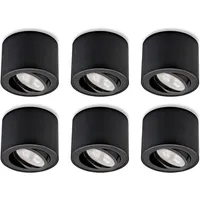 Sweet Led 6x Aufbauspot Schwarz Flach Ø80x50mm Aluminium –