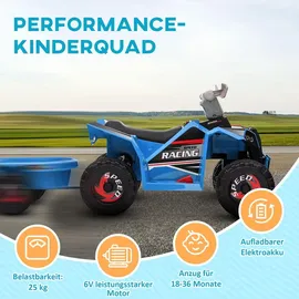 Homcom Elektroquad Kinderfahrzeug mit Anhänger blau (1-tlg)