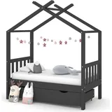 vidaXL Kinderbett mit Schublade Dunkelgrau Massivholz Kiefer 70x140 cm
