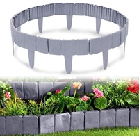 AUFUN Beetbegrenzung Rasenkante Kunststoff Steinoptik Border Palisade Beetumrandung, Garten dekorativ grau 250 cm