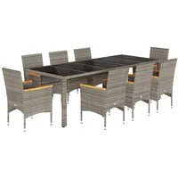 vidaXL Garten-Essgruppe 9-tlg. Grau