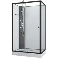 Komplettdusche SANOTECHNIK "VIVA", schwarz, B:120cm H:225cm T:80cm, Duschkabinen, rechteckig, mit Massagedüsen