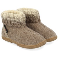 Haflinger Fidelius Yuki Kinderhausschuhe mit Kragen und Gummisohle unisex Hausschuh beige 32Natural Slipper