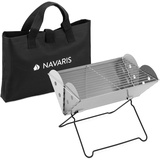 Navaris Klappbarer BBQ-Grill - 35x26,5x24,5 cm - Holzkohle Grill aus Edelstahl faltbar - Outdoor Grill klappbar - Klappgrill mit Tragetasche