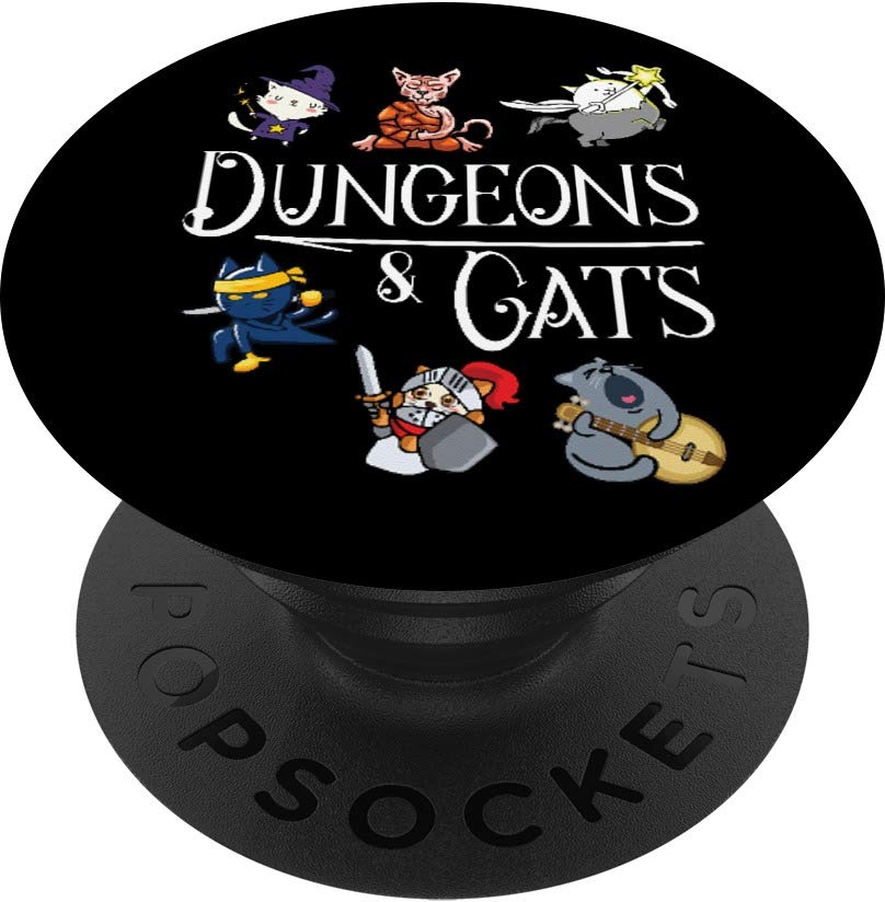 Dungeons and Cats Funny Dragon Cat Kitten Lover Kitty Gift - PopSockets Ausziehbarer Sockel und Griff für Smartphones und Tablets