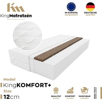Matratze KingKOMFORT PLUS 80x200x12cm aus hochwertigem Kaltschaum | Rollmatratze mit waschbarem Bezug und Kokosmatte | H3/H4