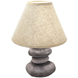 Nachttischlampe Keramik Tischlampe Textil Schlafzimmerlampe Steinoptik, Textil, braun grau, App Steuerung dimmbar CCT, 1x RGB LED 5W 470Lm, DxH 25x33,5cm