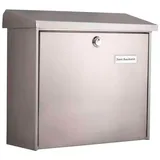 Proregal Extra tiefer Briefkasten Comfort aus verzinkem Edelstahl | 19,1 Liter, HxBxT 34x38x14,8cm | Einwurföffnung 33,2x3,2cm | Silber