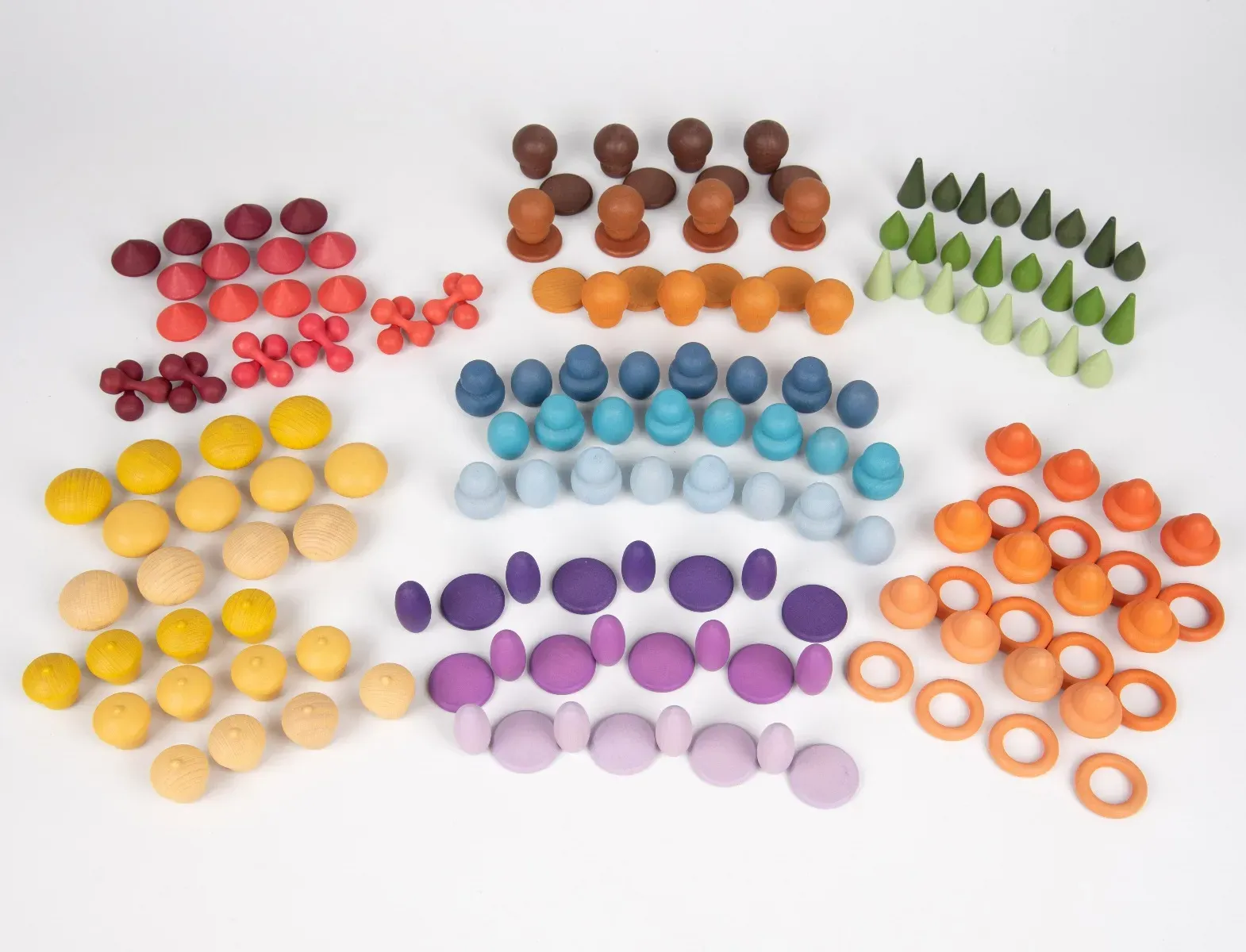 Montessori Lernspielzeug Startset 168 Teile aus Naturholz, bunt – f6rdert Feinmotorik, Farb- und Formerkennung – tickit