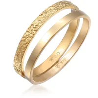 Elli PREMIUM 2er Set Bandring Basic Gehämmert 375er Gelbgold Ringe Damen