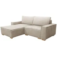 MEBLE-LUX - Ecksofa Cord mit Schlaffunktion und Bettkasten Sven I Cord Sofa L Form 235cm Breit I Eckcouch Cord mit Schlaffunktion I Federkern I Linke Ottomane Sofa Beige