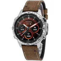 Garmin MARQ Adventurer BT 30,4 mm Edelstahlgehäuse weiß Lederarmband khaki M