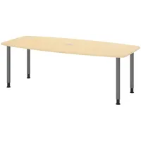 Bümö Konferenztisch Ahorn, Graphit, Nachbildung,Ahorn, Oval, 220x74x103 cm, FSC
