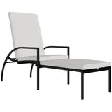 Sonnenliege mit Fußhocker PE-Rattan Schwarz