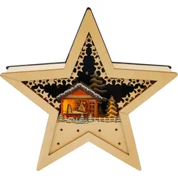 Dekostern, beige (natur), B:29cm H:28cm T:6cm, MYFLAIR MÖBEL & ACCESSOIRES, Dekosterne, LED-Beleuchtung, batteriebetrieben