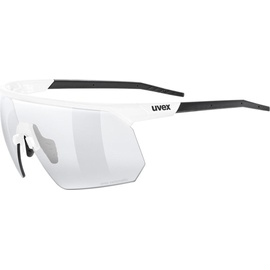 Uvex Sports, Unisex, Sportbrille, pace one V (White Mat, Variomatic Litemirror Silver), Weiss