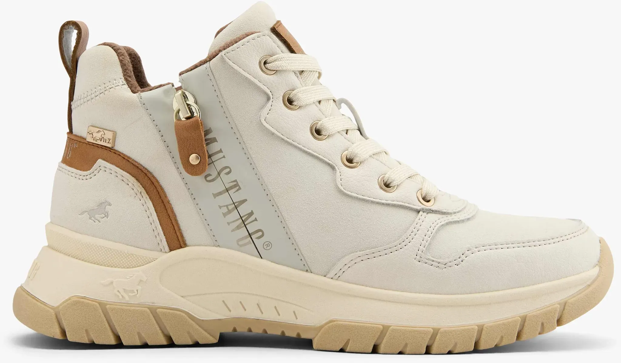 Mustang Schnürboots, Farbe Creme, Größe 38 - Schnürboots - Damen - Creme