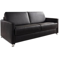 Bali Schlafsofa Messina, Schwarz, Leder, Echtleder, Rindleder, 2-Sitzer, 185x84x100 cm, Typenauswahl, Lederauswahl, Stoffauswahl, Armteilvarianten, Hocker erhältlich, Wohnzimmer, Sofas & Couches, Sofas, Ledersofas