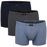 Götzburg Herren Pants 3er Pack Tower in blau-dunkel-melange - Single Jersey, Unterwäsche Set, Cotton Stretch Blau/Grau XL