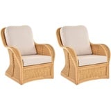 Krines Home Relaxsessel 2er Set Wohnzimmersessel Carlo Rattan Sessel Lesesessel Armlehnsessel (2-St., 2er-Set) weiß