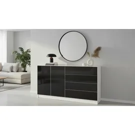 borchardt Möbel Vaasa 152 x 79 x 35 cm Schwarz / Weiß matt / Hochglanz