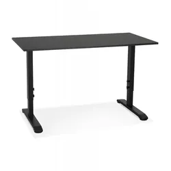 Höhenverstellbarer Schreibtisch aus Holz und Metall | Ergonomischer Arbeitsplatz mit Flügelschrauben Einstellsystem | Modern Schwarz | Kadima Design