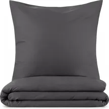 Blumtal Bettwäsche Unifarben Anthrazit 135 x 200 cm + 80 x 80 cm