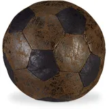 Relaxdays Türstopper Fußball, Stoff, für Boden, mit Sand gefüllt, Deko Türpuffer Ball, innen, schwer, Ø 20 cm, braun