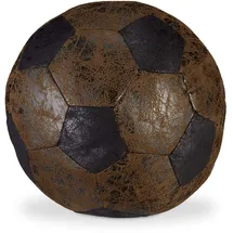 Relaxdays Türstopper Fußball, Stoff, für Boden, mit Sand gefüllt, Deko Türpuffer Ball, innen, schwer, Ø 20 cm, braun