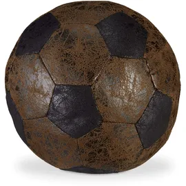 Relaxdays Türstopper Fußball, Stoff, für Boden, mit Sand gefüllt, Deko Türpuffer Ball, innen, schwer, Ø 20 cm, braun