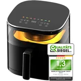 AECO TOUCH AirFryer 5,7 Liter, Heißluftfritteuse mit 270° beleuchtetem Sichfenster & digitalem Touch-Display, 1700 Watt, 80°-200° einstellbar, 8 Programme, inkl. Rezeptheft