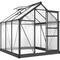 Outsunny Gewächshaus Aluminium 3,65m2 190x192x201cm mit Fundament Dachfenster Schiebetür 4 mm Platten, UV-beständig Treibhaus Aufzucht Tomatenhaus Pflanzenhaus Frühbeet für Garten Outdoor   Aosom