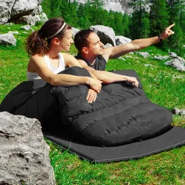 Costway 2 in 1 Doppelschlafsack, Einzelschlafsack XL, Deckenschlafsack 2 Personen/mit 2 Kissen 220x150cm / für Camping, Wandern, Aktivitäten im Freien