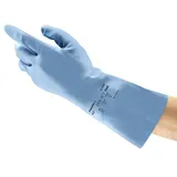 VersaTouch Ansell AlphaTec 37-520 Nitril-Handschuhe, Chemikalienschutz-Handschuh, Chemikalien- und Flüssigkeitsschutz, Arbeitshandschuhe Wiederverwendbar, Blau, Größe XL (12 Paar)