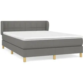 vidaXL Boxspringbett mit Matratze Dunkelgrau 140x200 cm Stoff