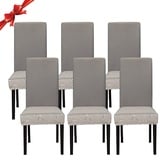 Jaotto Stuhlhussen 6 Stück Universal, Stuhlhusse Stretch 6er Set Moderne, Stuhlhussen Schwingstühle Elastische Langlebig Stuhlhussen für Esszimmer Bankett Deko,Kamelstreifen