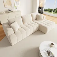 STILVORA L-förmiges Sofa ohne Gestell mit modular kombinierbarem Design, Ecksofa mit rahmenlosem hochdichtem Schaumstoff für weichen Sitzkomfort,... - Beige