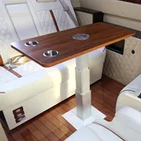 DJJYCTNM Campingtisch, Bootstisch, Abnehmbarer, Rechteckiger 80-cm-Marine-/Wohnmobiltisch mit 2 Getränkehaltern, Caravan, Wohnmobil, Marine, Boot, Yachttisch, Höhenverstellbar, 33-76.5cm(Brown)